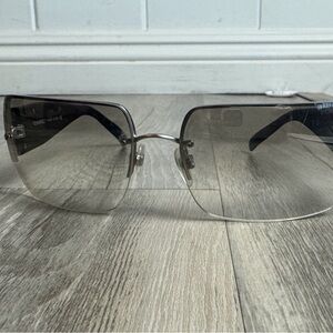 CHANEL Rimless Shield Sunglasses Black Crystal CC Logo 62-15 125